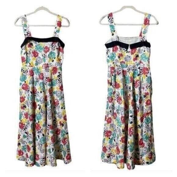 J. Peterman Women Linen Midi Dress Size 4 Floral 60's Rockabilly Pin-Up … - Picture 1 of 12